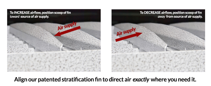 Align stratification fin to direct airflow